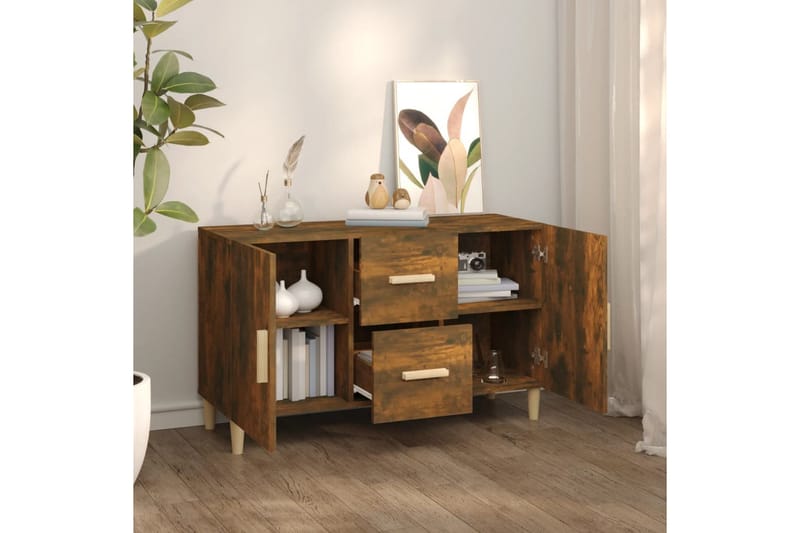 beBasic Skänk rökfärgad ek 100x36x60 cm konstruerat trä - Brown - Sideboard & skänk