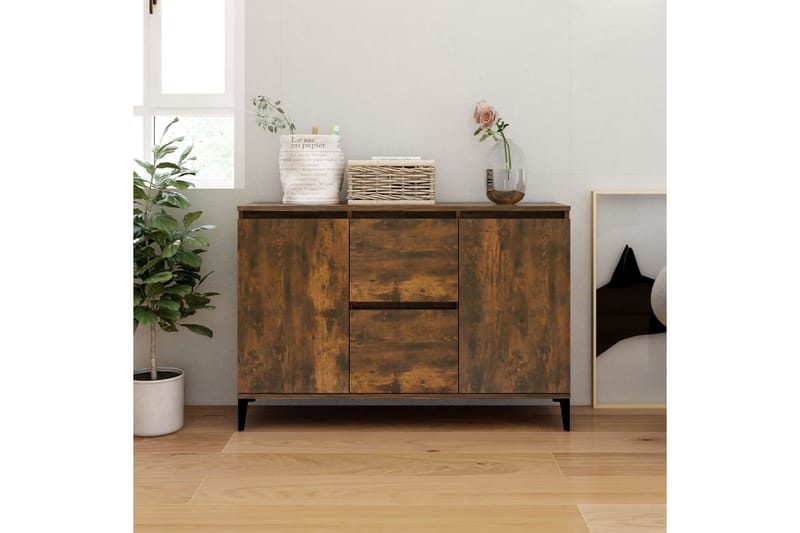 beBasic Skänk rökfärgad ek 104x35x70 cm konstruerat trä - Brown - Sideboard & skänk