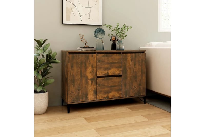 beBasic Skänk rökfärgad ek 104x35x70 cm konstruerat trä - Brown - Sideboard & skänk