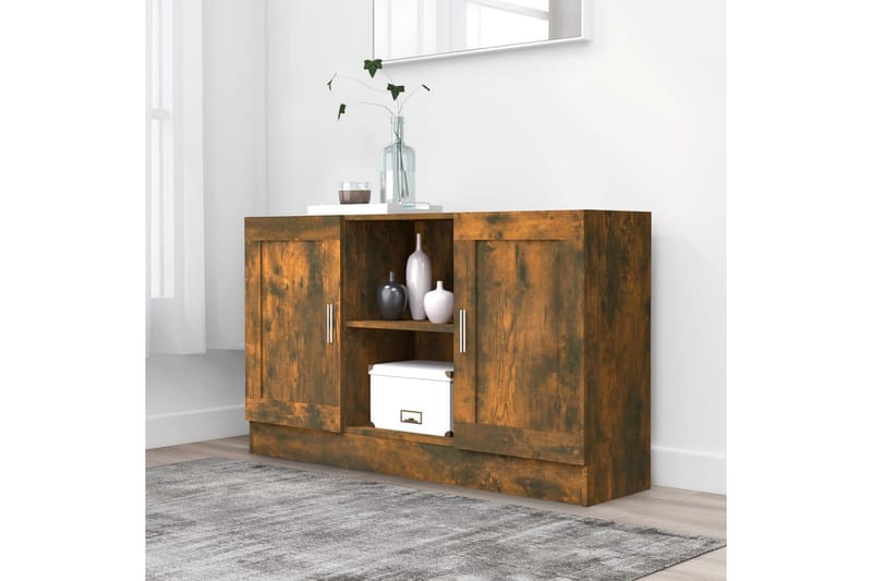 beBasic Skänk rökfärgad ek 120x30,5x70 cm konstruerat trä - Brown - Förvaring - Förvaringsmöbler - Sideboard & skänk