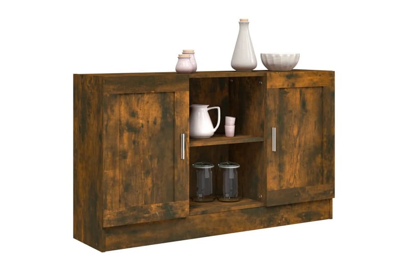 beBasic Skänk rökfärgad ek 120x30,5x70 cm konstruerat trä - Brown - Förvaring - Förvaringsmöbler - Sideboard & skänk