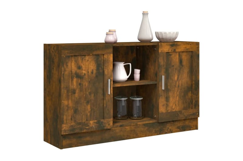 beBasic Skänk rökfärgad ek 120x30,5x70 cm konstruerat trä - Brown - Sideboard & skänk