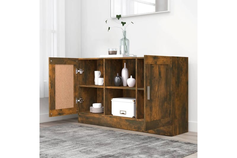 beBasic Skänk rökfärgad ek 120x30,5x70 cm konstruerat trä - Brown - Förvaring - Förvaringsmöbler - Sideboard & skänk
