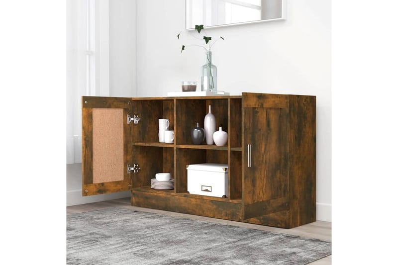 beBasic Skänk rökfärgad ek 120x30,5x70 cm konstruerat trä - Brown - Sideboard & skänk