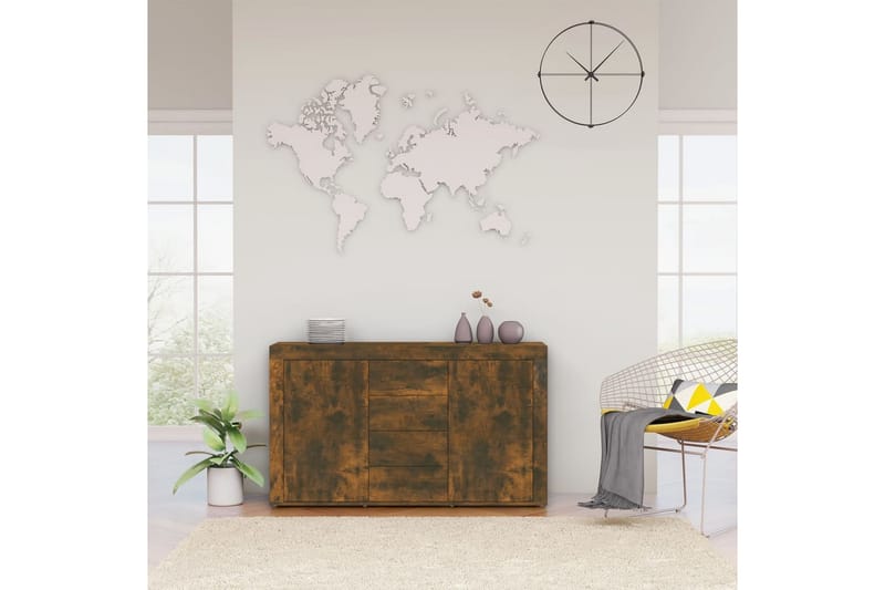 beBasic Skänk rökfärgad ek 120x36x69 cm konstruerat trä - Brown - Förvaring - Förvaringsmöbler - Sideboard & skänk