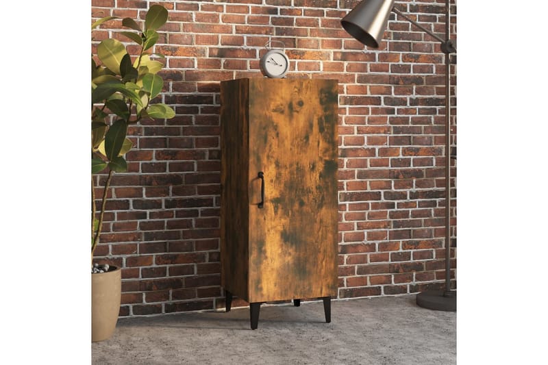 beBasic Skänk rökfärgad ek 34,5x34x90 cm konstruerat trä - Brown - Förvaring - Förvaringsmöbler - Sideboard & skänk
