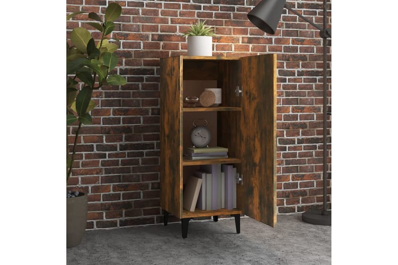 beBasic Skänk rökfärgad ek 34,5x34x90 cm konstruerat trä - Brown - Förvaring - Förvaringsmöbler - Sideboard & skänk