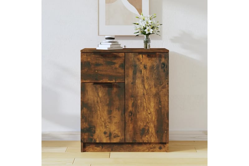 beBasic Skänk rökfärgad ek 60x30x70 cm konstruerat trä - Brown - Förvaring - Förvaringsmöbler - Sideboard & skänk