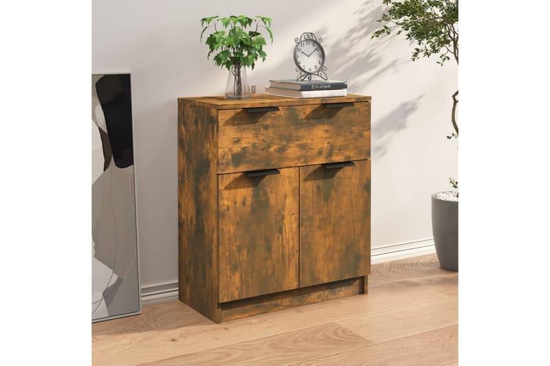 beBasic Skänk rökfärgad ek 60x30x70 cm konstruerat trä - Brown - Förvaring - Förvaringsmöbler - Sideboard & skänk
