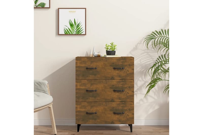 beBasic Skänk rökfärgad ek 69,5x34x90 cm konstruerat trä - Brown - Förvaring - Förvaringsmöbler - Sideboard & skänk