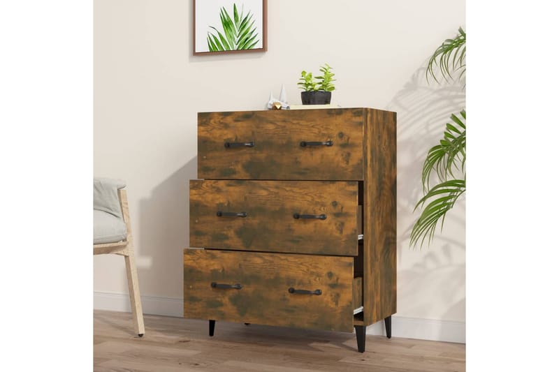 beBasic Skänk rökfärgad ek 69,5x34x90 cm konstruerat trä - Brown - Förvaring - Förvaringsmöbler - Sideboard & skänk