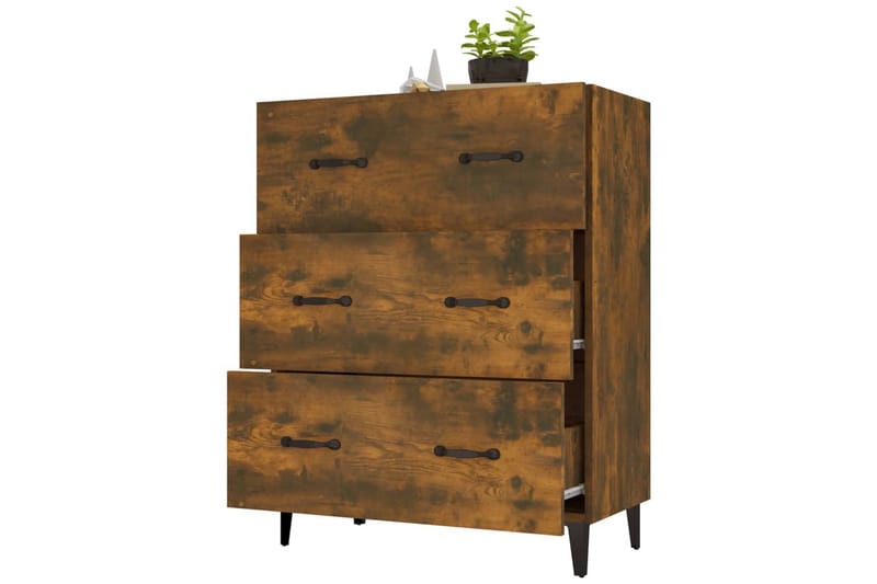 beBasic Skänk rökfärgad ek 69,5x34x90 cm konstruerat trä - Brown - Förvaring - Förvaringsmöbler - Sideboard & skänk