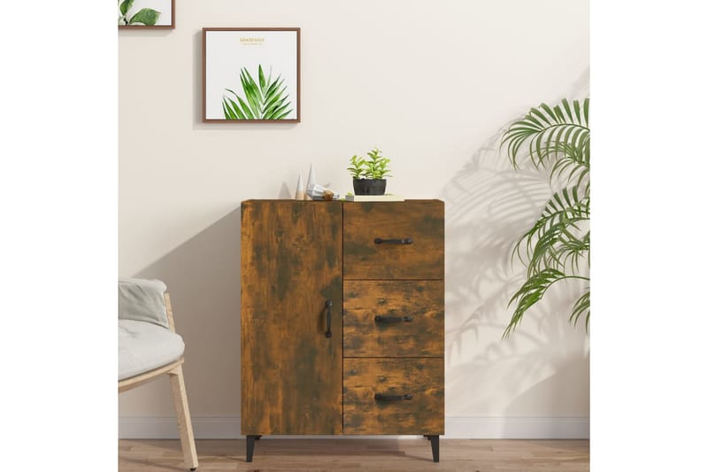 beBasic Skänk rökfärgad ek 69,5x34x90 cm konstruerat trä - Brown - Sideboard & skänk