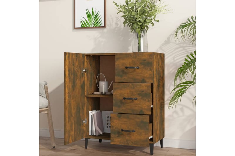 beBasic Skänk rökfärgad ek 69,5x34x90 cm konstruerat trä - Brown - Förvaring - Förvaringsmöbler - Sideboard & skänk