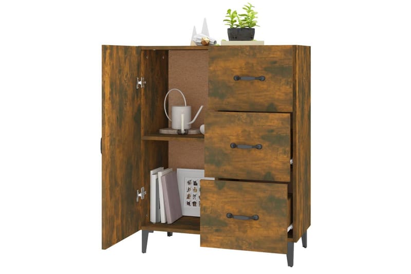 beBasic Skänk rökfärgad ek 69,5x34x90 cm konstruerat trä - Brown - Sideboard & skänk