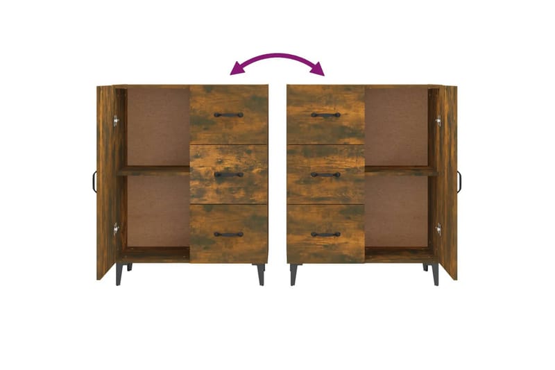 beBasic Skänk rökfärgad ek 69,5x34x90 cm konstruerat trä - Brown - Förvaring - Förvaringsmöbler - Sideboard & skänk