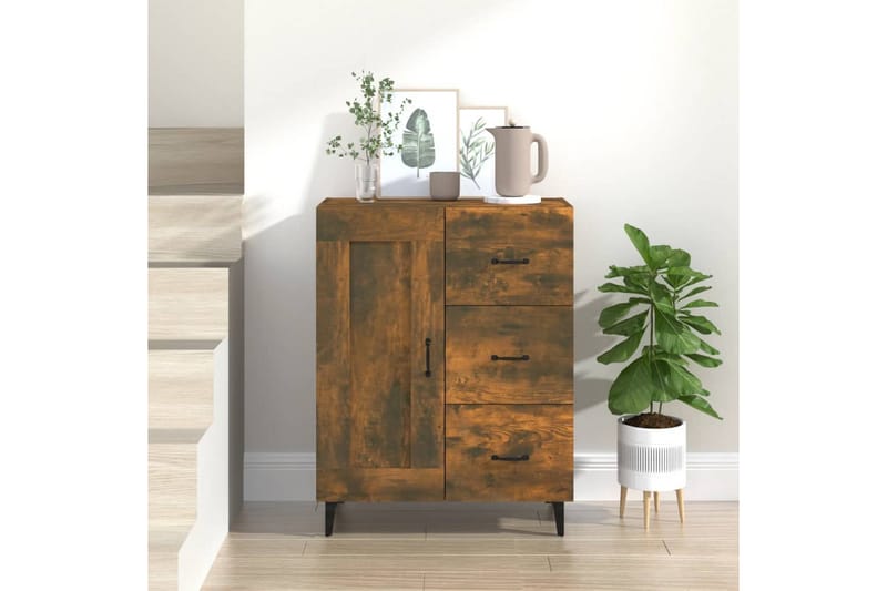 beBasic Skänk rökfärgad ek 69,5x34x90 cm konstruerat trä - Brown - Förvaring - Förvaringsmöbler - Sideboard & skänk