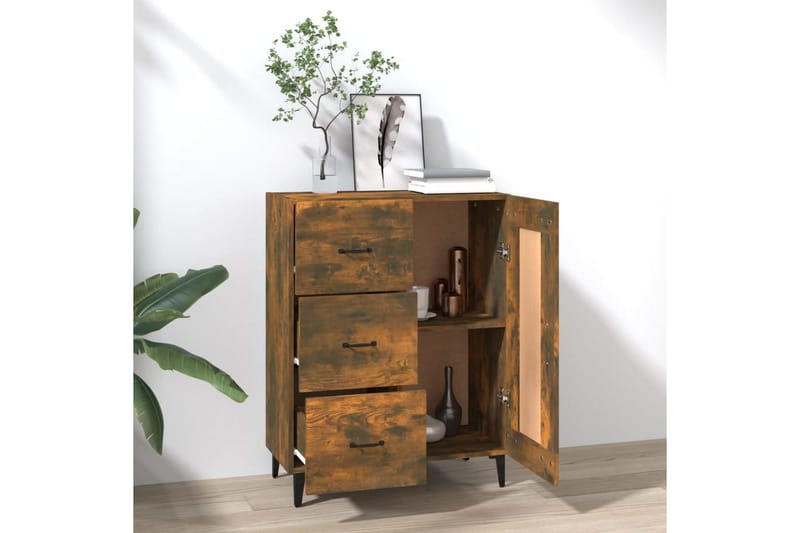 beBasic Skänk rökfärgad ek 69,5x34x90 cm konstruerat trä - Brown - Förvaring - Förvaringsmöbler - Sideboard & skänk