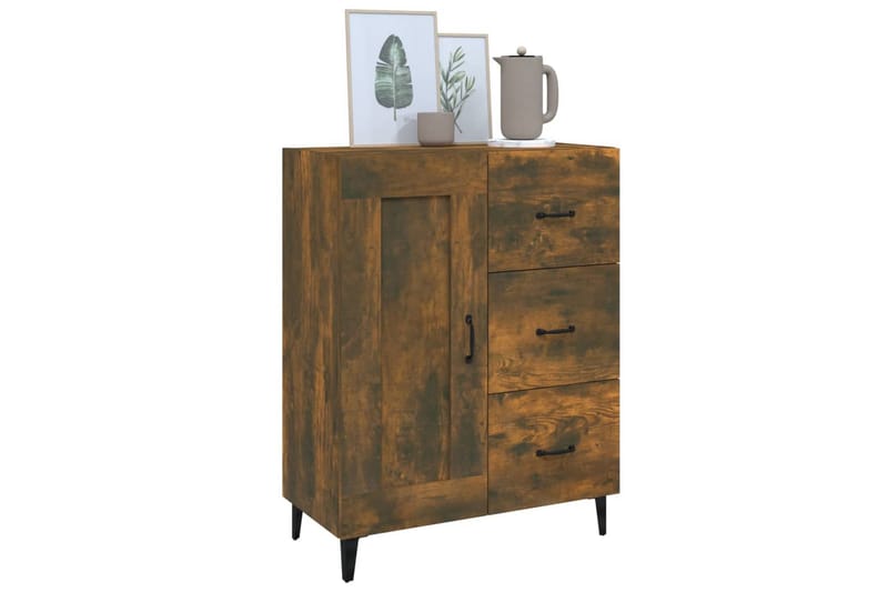 beBasic Skänk rökfärgad ek 69,5x34x90 cm konstruerat trä - Brown - Förvaring - Förvaringsmöbler - Sideboard & skänk