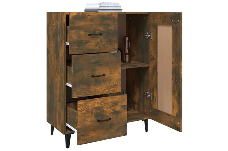 beBasic Skänk rökfärgad ek 69,5x34x90 cm konstruerat trä - Brown - Förvaring - Förvaringsmöbler - Sideboard & skänk