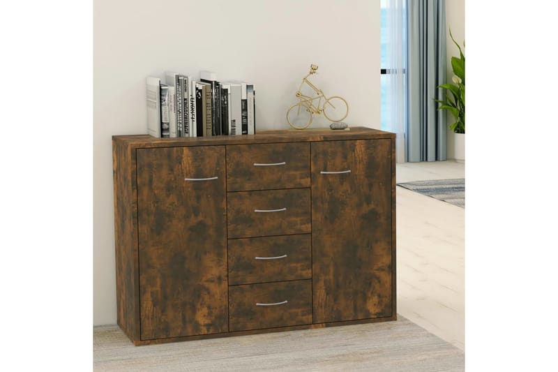 beBasic Skänk rökfärgad ek 88x30x65 cm konstruerat trä - Brown - Sideboard & skänk