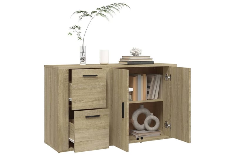 beBasic Skänk sonoma-ek 100x33x59,5 cm konstruerat trä - Brown - Förvaring - Förvaringsmöbler - Sideboard & skänk