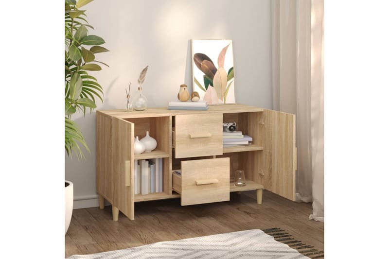 beBasic Skänk sonoma-ek 100x36x60 cm konstruerat trä - Brown - Förvaring - Förvaringsmöbler - Sideboard & skänk