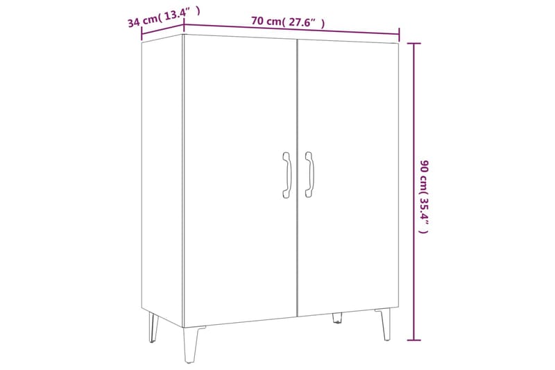 beBasic Skänk sonoma-ek 70x34x90 cm konstruerat trä - Brown - Sideboard & skänk