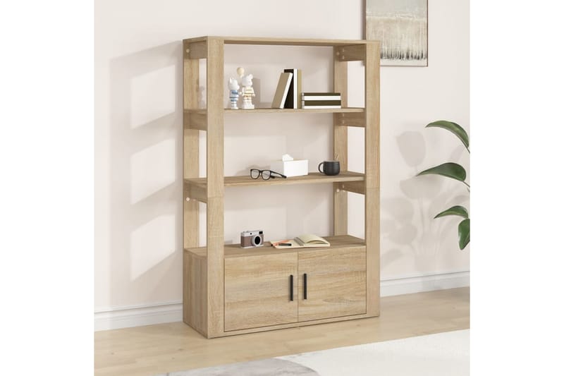 beBasic Skänk sonoma-ek 80x30x119,5 cm konstruerat trä - Brown - Förvaring - Förvaringsmöbler - Sideboard & skänk