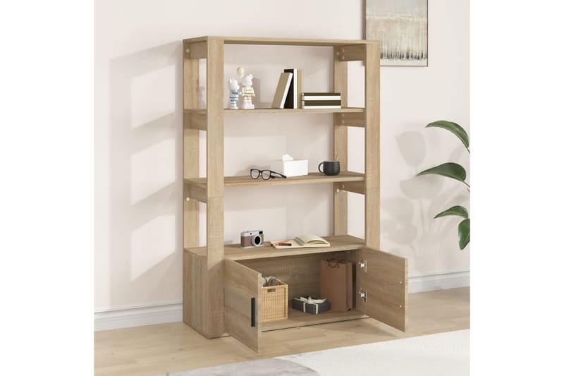 beBasic Skänk sonoma-ek 80x30x119,5 cm konstruerat trä - Brown - Förvaring - Förvaringsmöbler - Sideboard & skänk