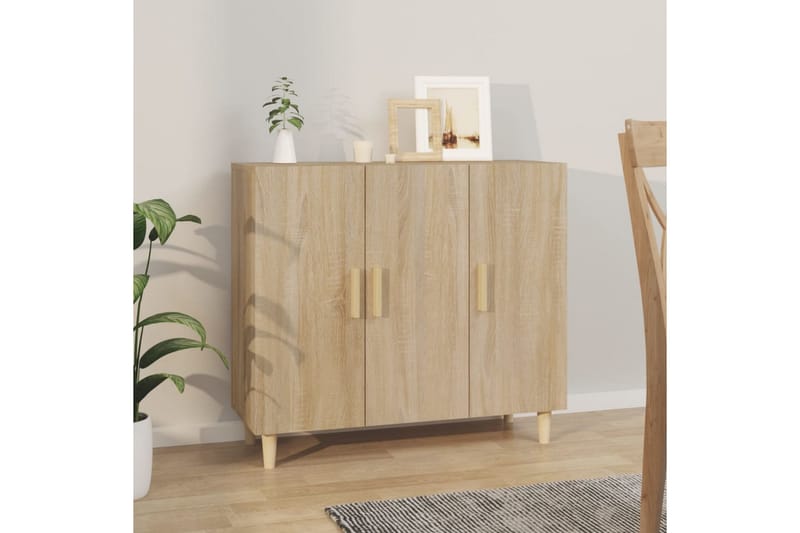 beBasic Skänk sonoma-ek 90x34x80 cm konstruerat trä - Brown - Förvaring - Förvaringsmöbler - Sideboard & skänk