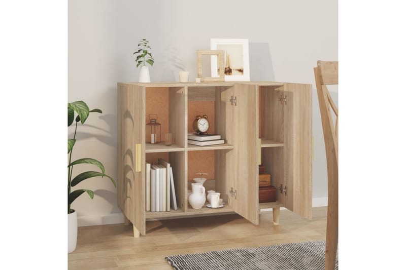 beBasic Skänk sonoma-ek 90x34x80 cm konstruerat trä - Brown - Förvaring - Förvaringsmöbler - Sideboard & skänk