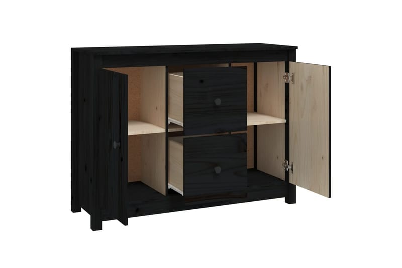 beBasic Skänk svart 100x35x74 cm massiv furu - Black - Sideboard & skänk