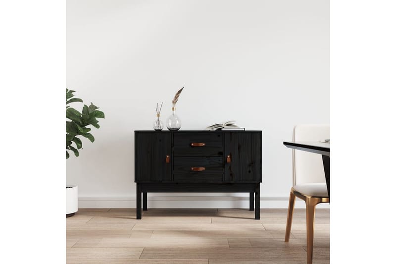 beBasic Skänk svart 110x40x78 cm massiv furu - Black - Förvaring - Förvaringsmöbler - Sideboard & skänk