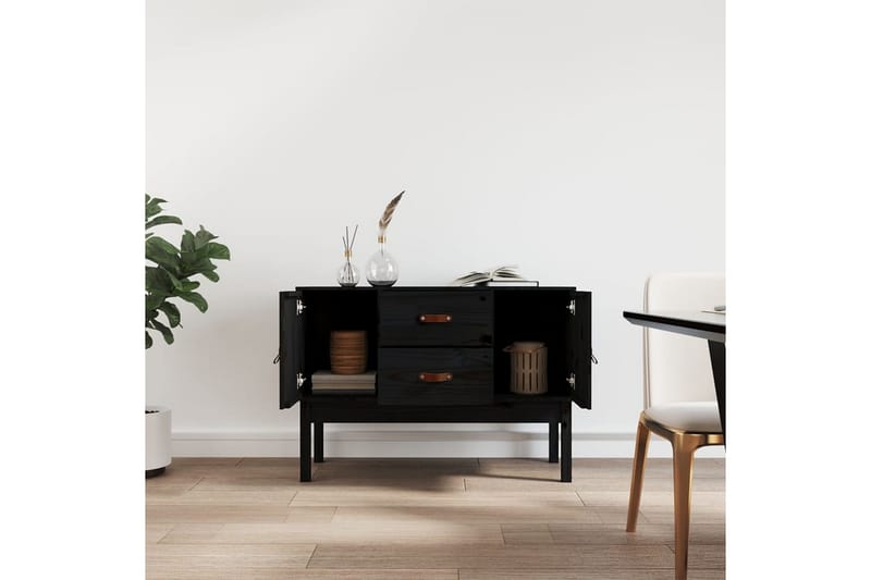 beBasic Skänk svart 110x40x78 cm massiv furu - Black - Förvaring - Förvaringsmöbler - Sideboard & skänk