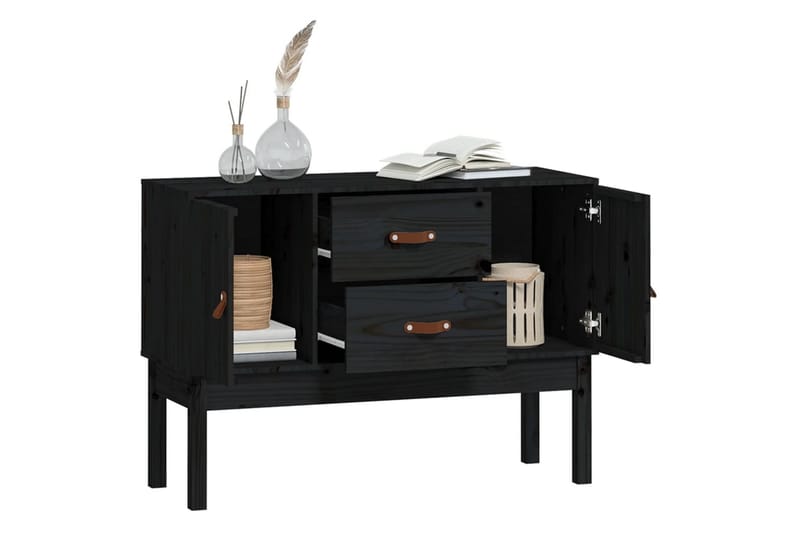 beBasic Skänk svart 110x40x78 cm massiv furu - Black - Förvaring - Förvaringsmöbler - Sideboard & skänk