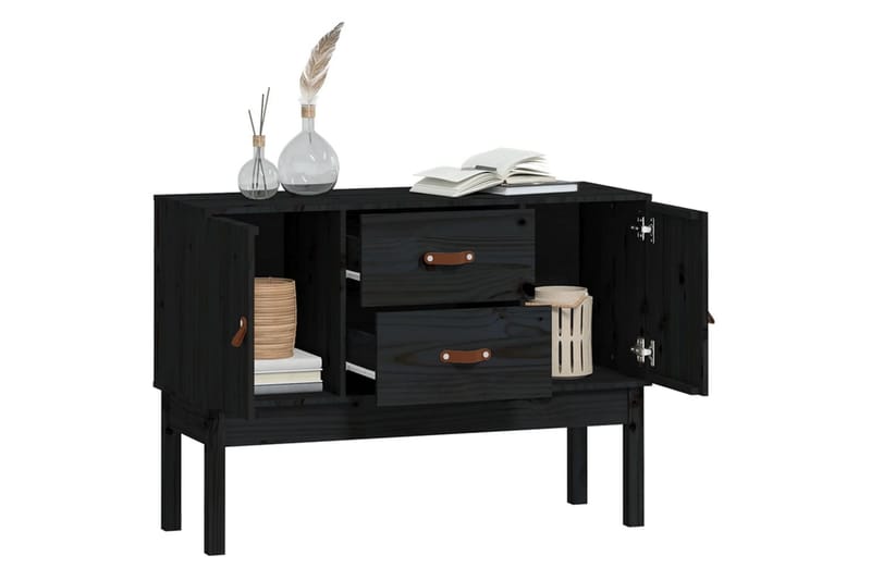 beBasic Skänk svart 110x40x78 cm massiv furu - Black - Sideboard & skänk