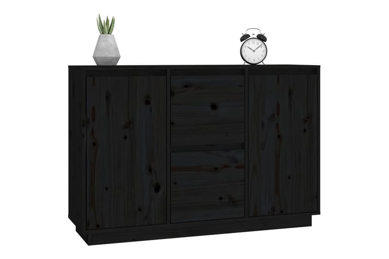 beBasic Skänk svart 111x34x75 cm massiv furu - Black - Förvaring - Förvaringsmöbler - Sideboard & skänk