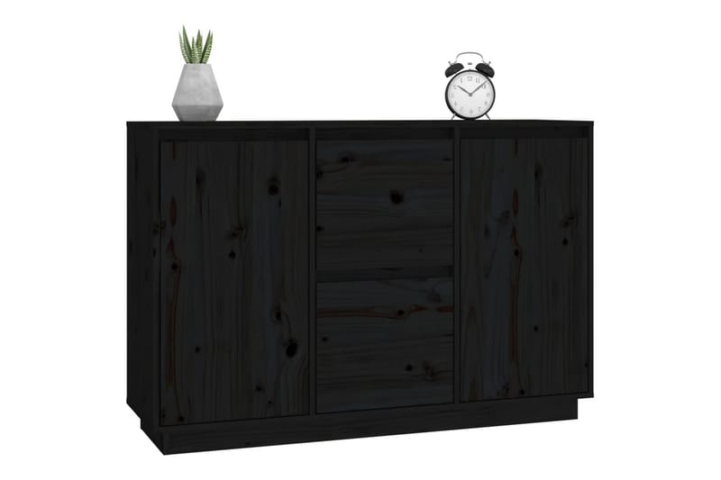 beBasic Skänk svart 111x34x75 cm massiv furu - Black - Sideboard & skänk