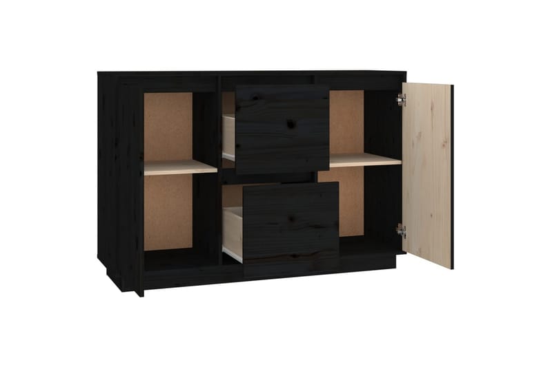 beBasic Skänk svart 111x34x75 cm massiv furu - Black - Förvaring - Förvaringsmöbler - Sideboard & skänk