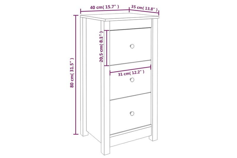 beBasic Skänk svart 2 st 40x35x80 cm massiv furu - Black - Sideboard & skänk