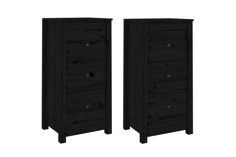 beBasic Skänk svart 2 st 40x35x80 cm massiv furu - Black - Förvaring - Förvaringsmöbler - Sideboard & skänk