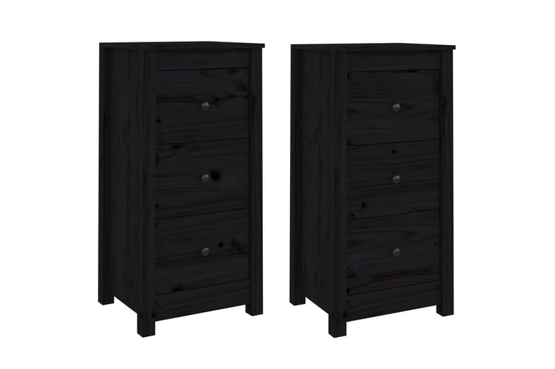 beBasic Skänk svart 2 st 40x35x80 cm massiv furu - Black - Sideboard & skänk