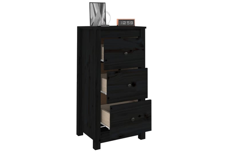 beBasic Skänk svart 2 st 40x35x80 cm massiv furu - Black - Förvaring - Förvaringsmöbler - Sideboard & skänk