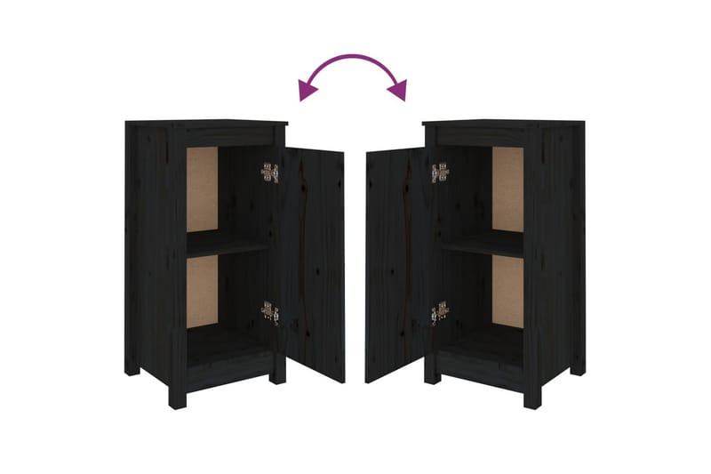 beBasic Skänk svart 2 st 40x35x80 cm massiv furu - Black - Förvaring - Förvaringsmöbler - Sideboard & skänk
