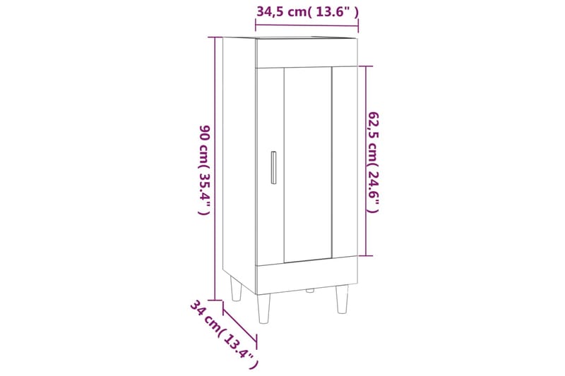 beBasic Skänk svart 34,5x34x90 cm konstruerat trä - Black - Sideboard & skänk