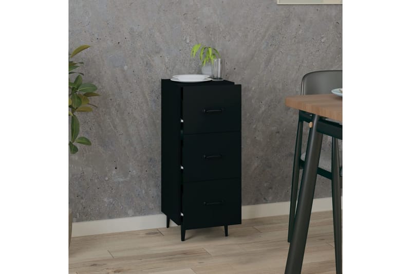 beBasic Skänk svart 34,5x34x90 cm konstruerat trä - Black - Förvaring - Förvaringsmöbler - Sideboard & skänk