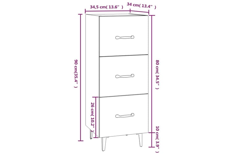 beBasic Skänk svart 34,5x34x90 cm konstruerat trä - Black - Förvaring - Förvaringsmöbler - Sideboard & skänk