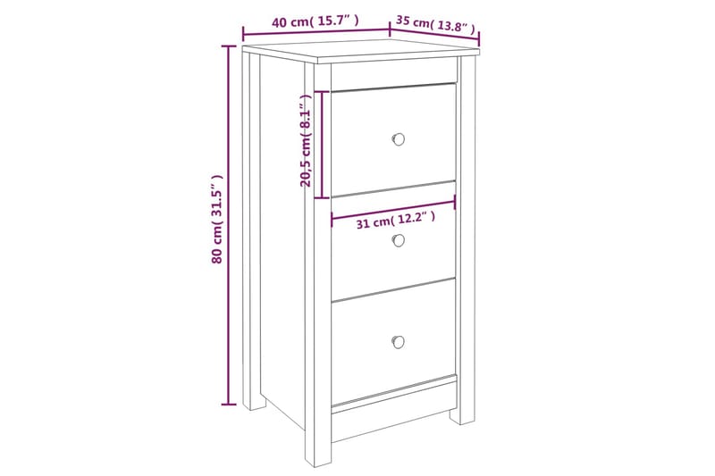 beBasic Skänk svart 40x35x80 cm massiv furu - Black - Sideboard & skänk