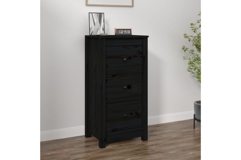 beBasic Skänk svart 40x35x80 cm massiv furu - Black - Sideboard & skänk